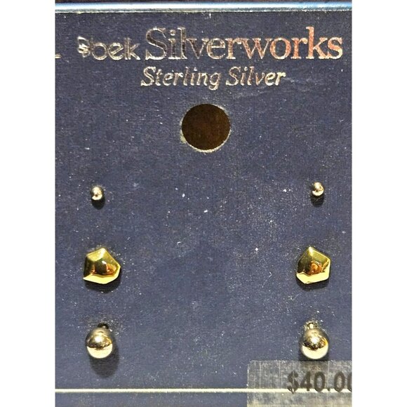 Belk Silverworks Sterling Silver & Gold-Tone Four-Piece Earring Set - Picture 2 of 4